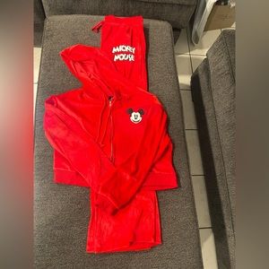 Juniors 2 Piece Mickey Mouse Velour set XL NWT